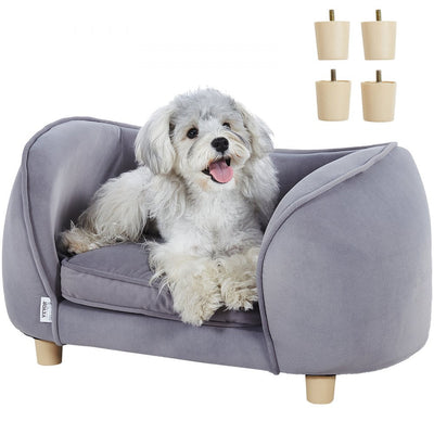 VEVOR Pet Sofa, Dog Couch for Small Dogs and Cats, Soft Velvety Dog Sofa Bed, 66 lbs Loading Cat Sofa, Dark Grey 