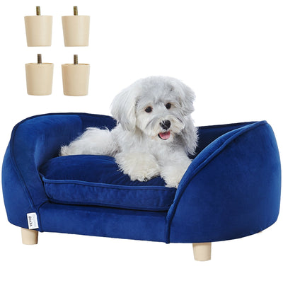 VEVOR Pet Sofa, Dog Couch for Medium-Sized Dogs and Cats, Soft Velvety Dog Sofa Bed, 81 lbs Loading Cat Sofa, Dark Blue 