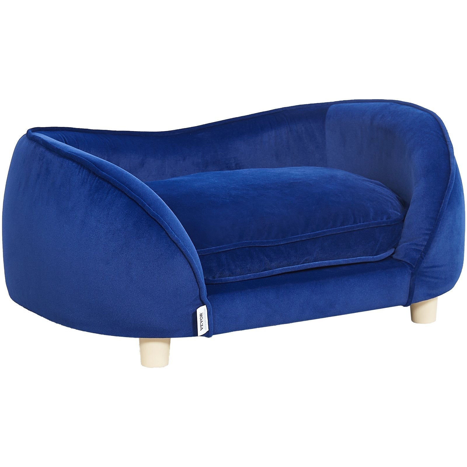 VEVOR Pet Sofa, Dog Couch for Medium-Sized Dogs and Cats, Soft Velvety Dog Sofa Bed, 81 lbs Loading Cat Sofa, Dark Blue 