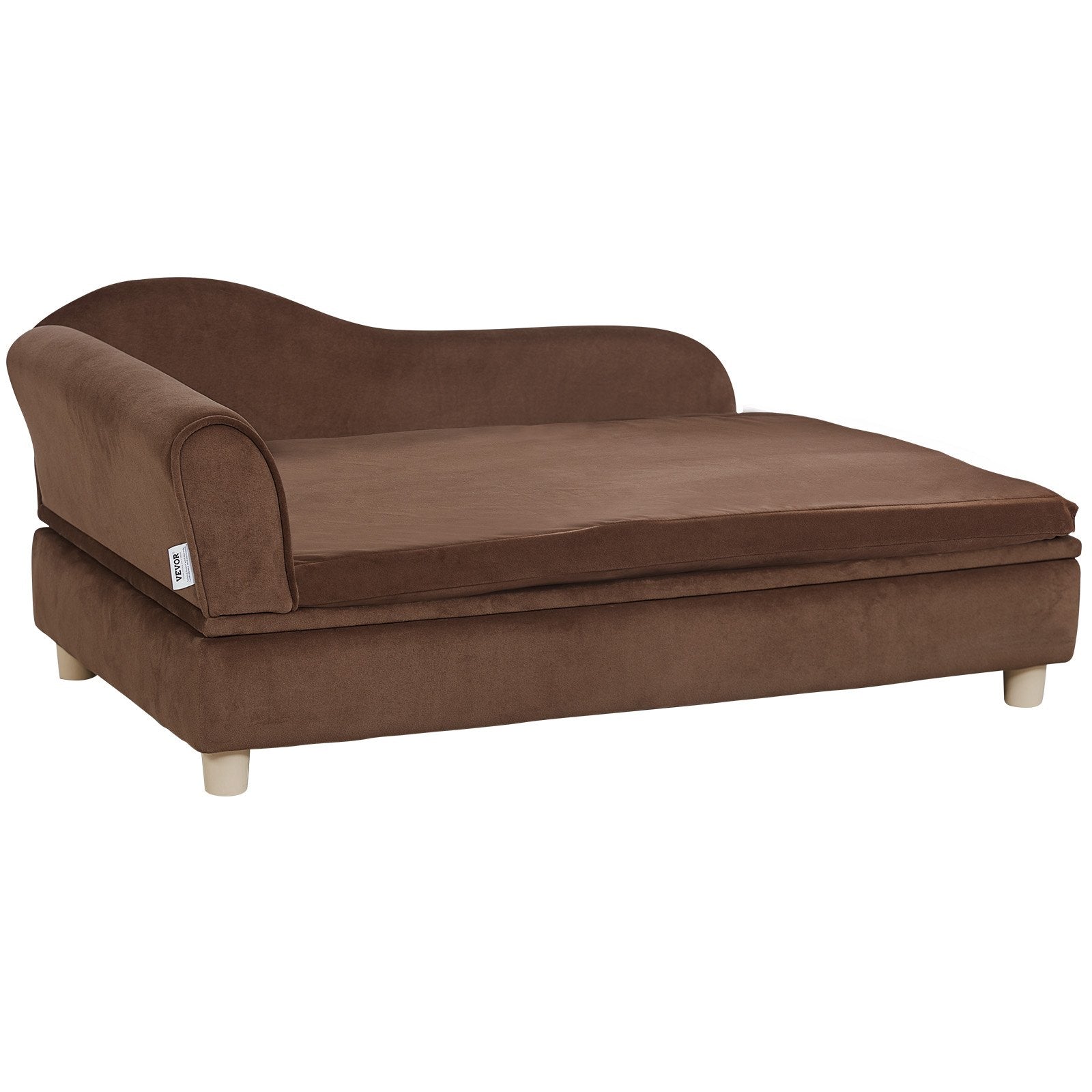 VEVOR Pet Sofa, Dog Couch for Large-Sized Dogs and Cats, Soft Velvety Dog Sofa Bed, 110 lbs Loading Cat Sofa, Dark Brown 