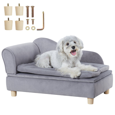 VEVOR Pet Sofa, Dog Couch for Medium-Sized Dogs and Cats, Soft Velvety Dog Sofa Bed, 81 lbs Loading Cat Sofa, Grey 