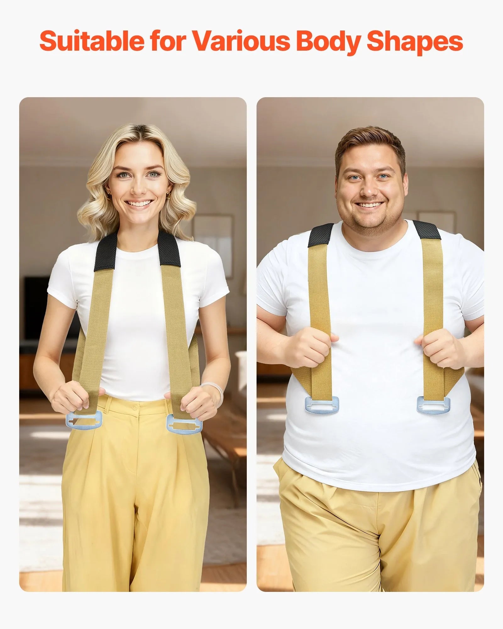 VEVOR Moving Straps, Supports up to 1000 lbs, 2-Person Lifting and Moving System with 2 Harness Straps & 2 Load-bearing Straps, Adjustable Lifting Shoulder Straps Move Furniture Appliances Mattresses 