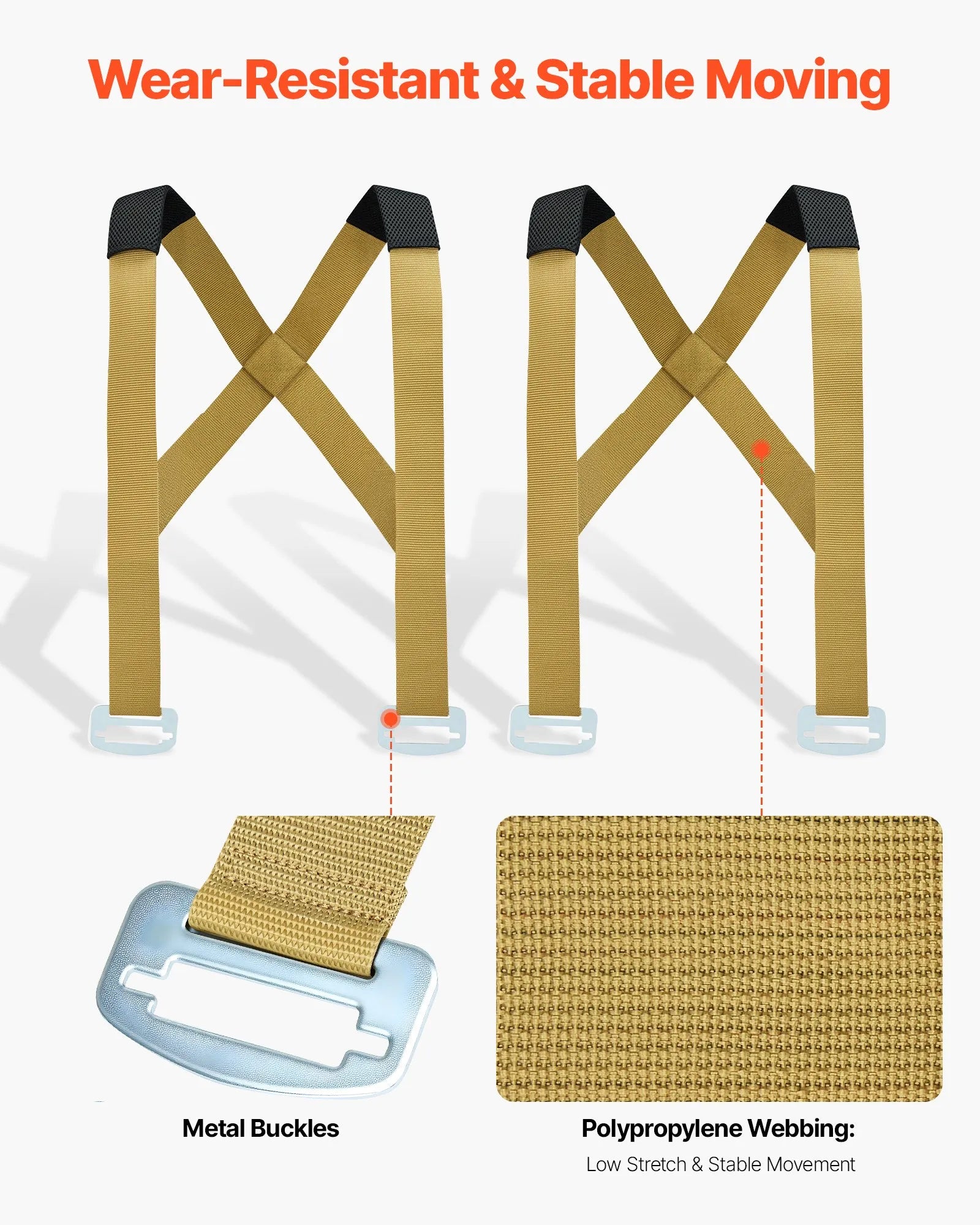 VEVOR Moving Straps, Supports up to 1000 lbs, 2-Person Lifting and Moving System with 2 Harness Straps & 2 Load-bearing Straps, Adjustable Lifting Shoulder Straps Move Furniture Appliances Mattresses 