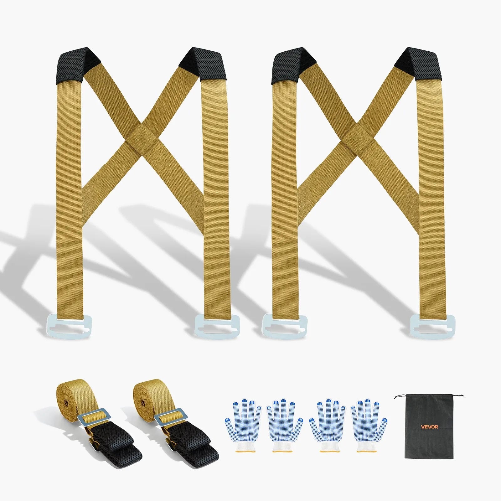 VEVOR Moving Straps, Supports up to 1000 lbs, 2-Person Lifting and Moving System with 2 Harness Straps & 2 Load-bearing Straps, Adjustable Lifting Shoulder Straps Move Furniture Appliances Mattresses 