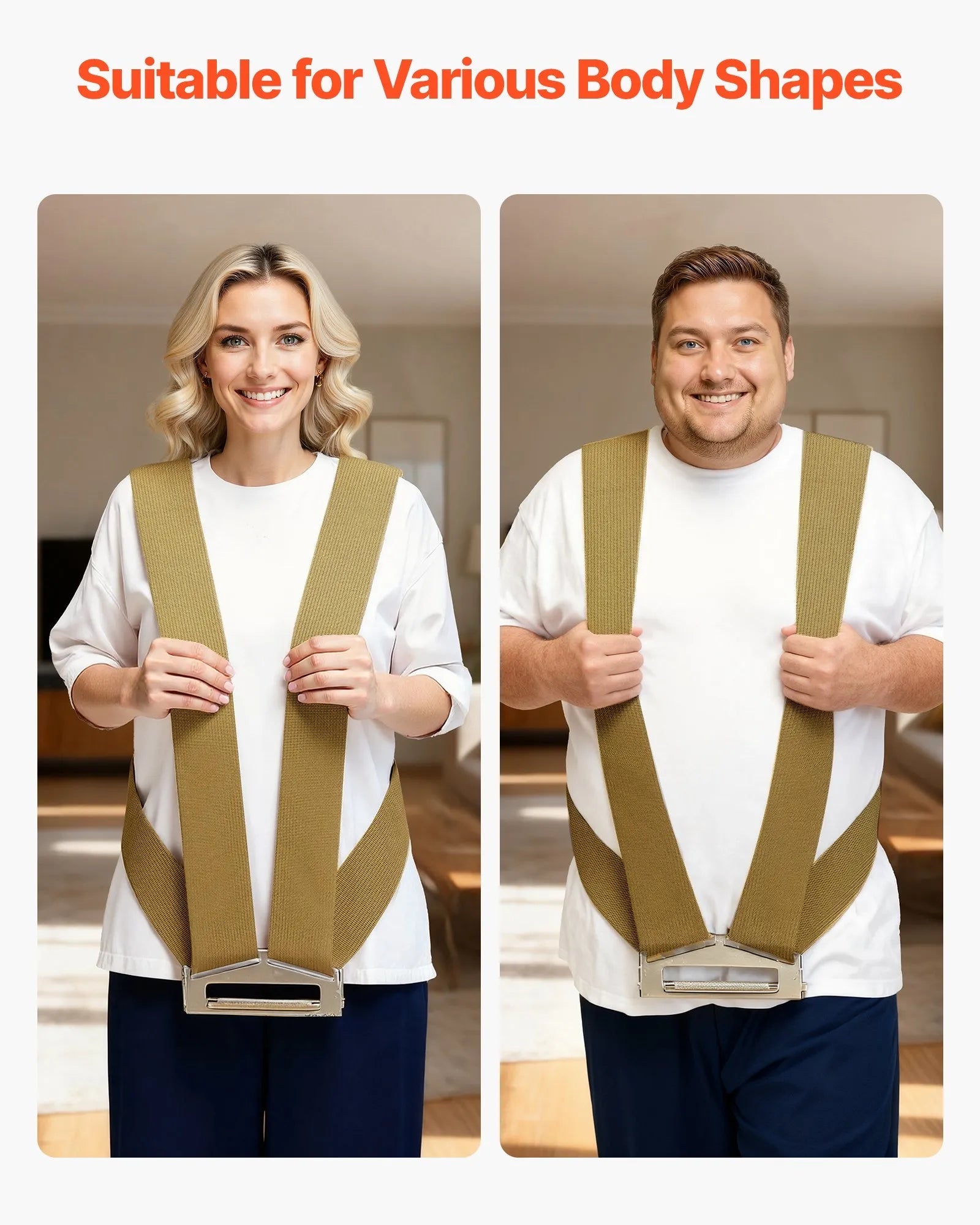 VEVOR Moving Straps, 2-Person Lifting and Moving System with 2 Harness Straps, 1 Load-bearing Strap & 1 Handheld Strap, Adjustable Lifting Shoulder Straps Move Furniture Appliances Mattresses 