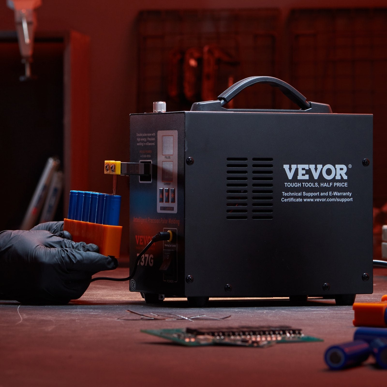 VEVOR Battery Spot Welder, 737G Pulse Spot Welder, Portable High-Power Battery Welding Machine Soldering Station with 2 Welding Modes and LED Lighting for 0.12mm Pure Nickel, 18650 14500 Battery Pack 