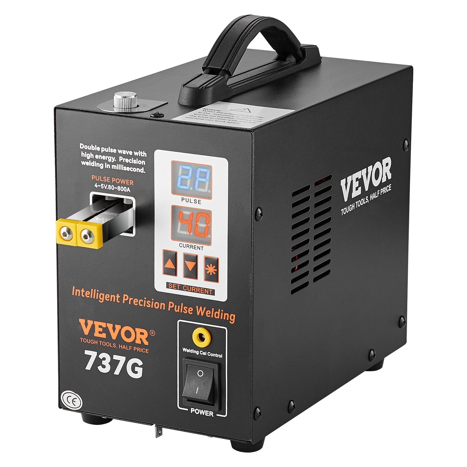 VEVOR Battery Spot Welder, 737G Pulse Spot Welder, Portable High-Power Battery Welding Machine Soldering Station with 2 Welding Modes and LED Lighting for 0.12mm Pure Nickel, 18650 14500 Battery Pack 