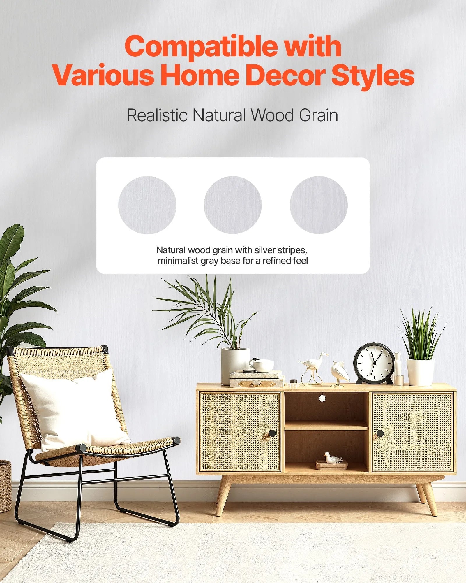 VEVOR Peel and Stick Wallpaper, 17.7 x 393.7 inch Contact Paper White Wood Grain Waterpoof Self Adhesive, Easy to Clean & Peel Wall Decorative Vinyl Roll for Bedroom Kitchen Bathroom Desk Office 