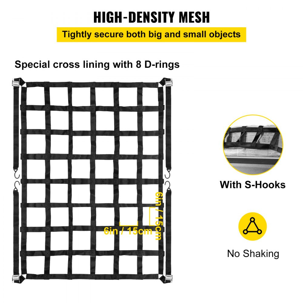 VEVOR 3.5'x 4.1' Cargo Net with S-Hooks, Truck Bed Cargo Net Heavy Duty Cargo Nets Capacity 1100LBS for Pickup Trucks (42" x 50") 