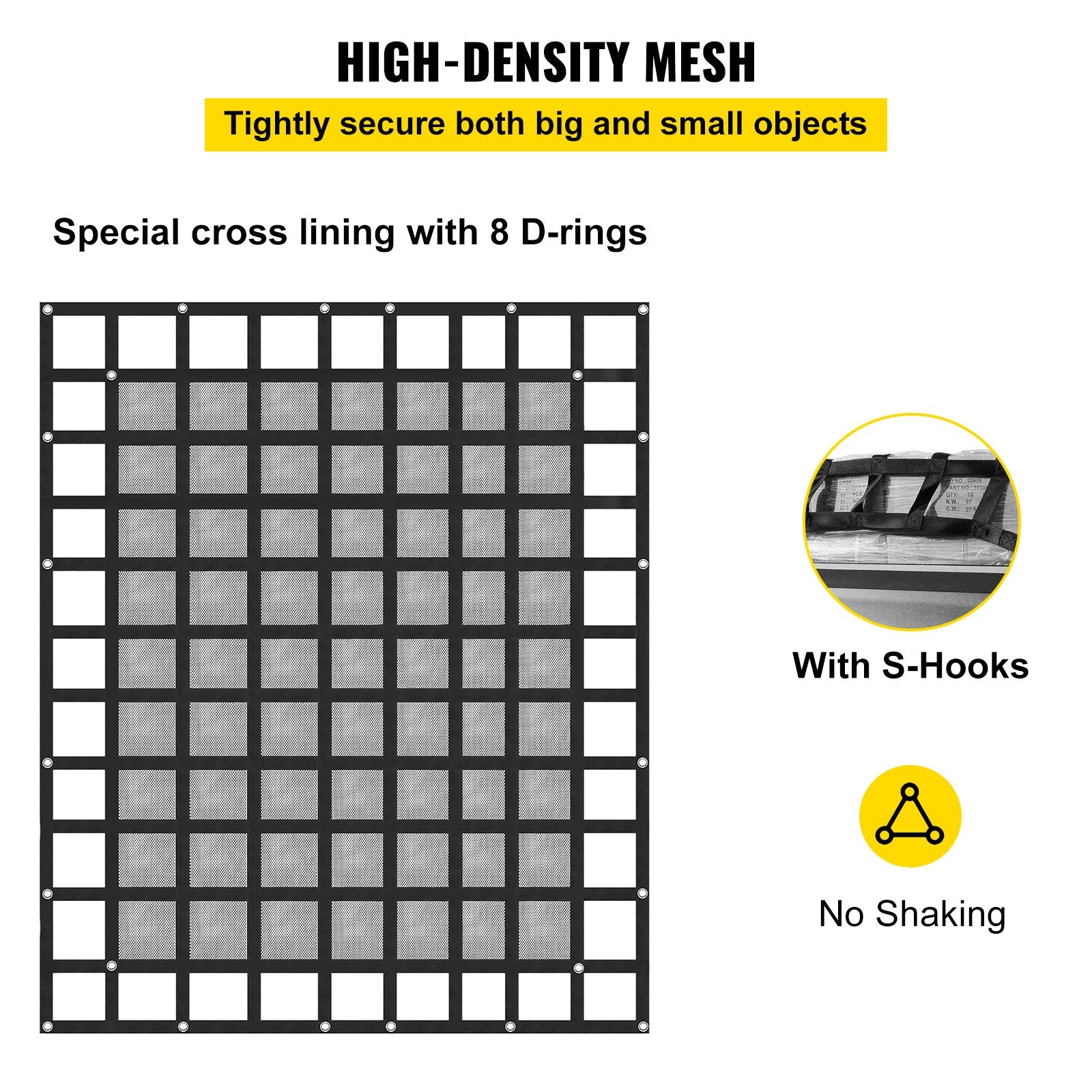 8' X 6.7' Cargo Net With Mesh Truck Bed Cargo Net Capacity 1100lbs Heavy Duty 