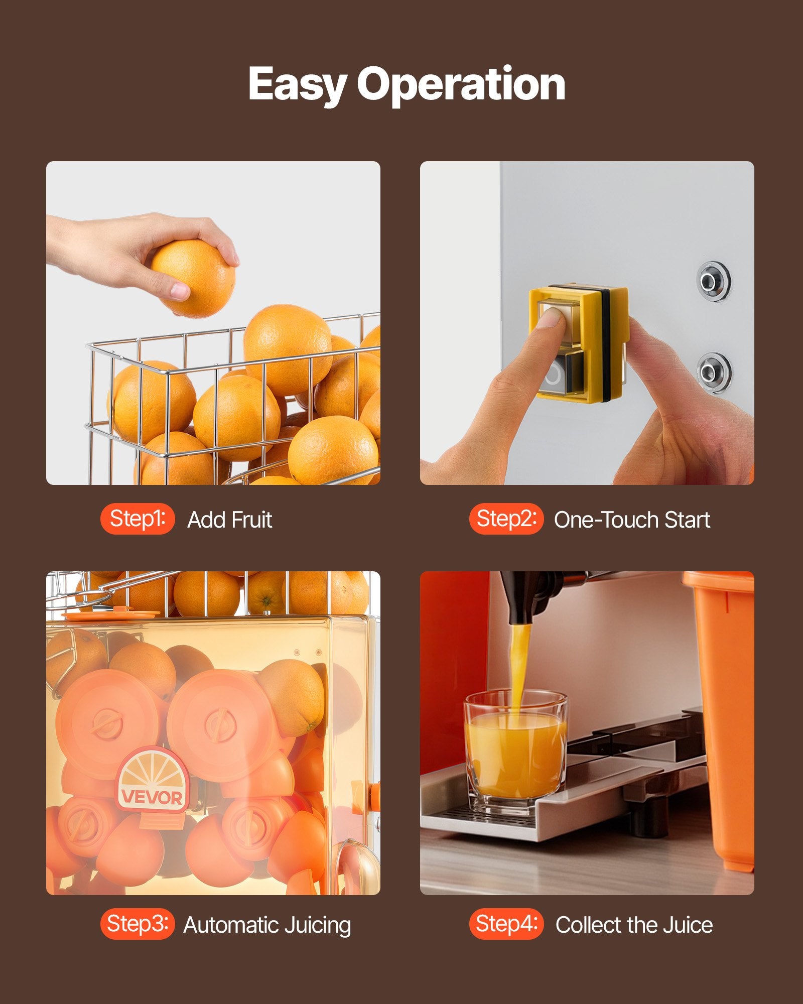 Commercial Electric Orange Juicer Machine | 120W Stainless Steel Citrus Juicer, 20 Fruits Per Minute with Water Tap
