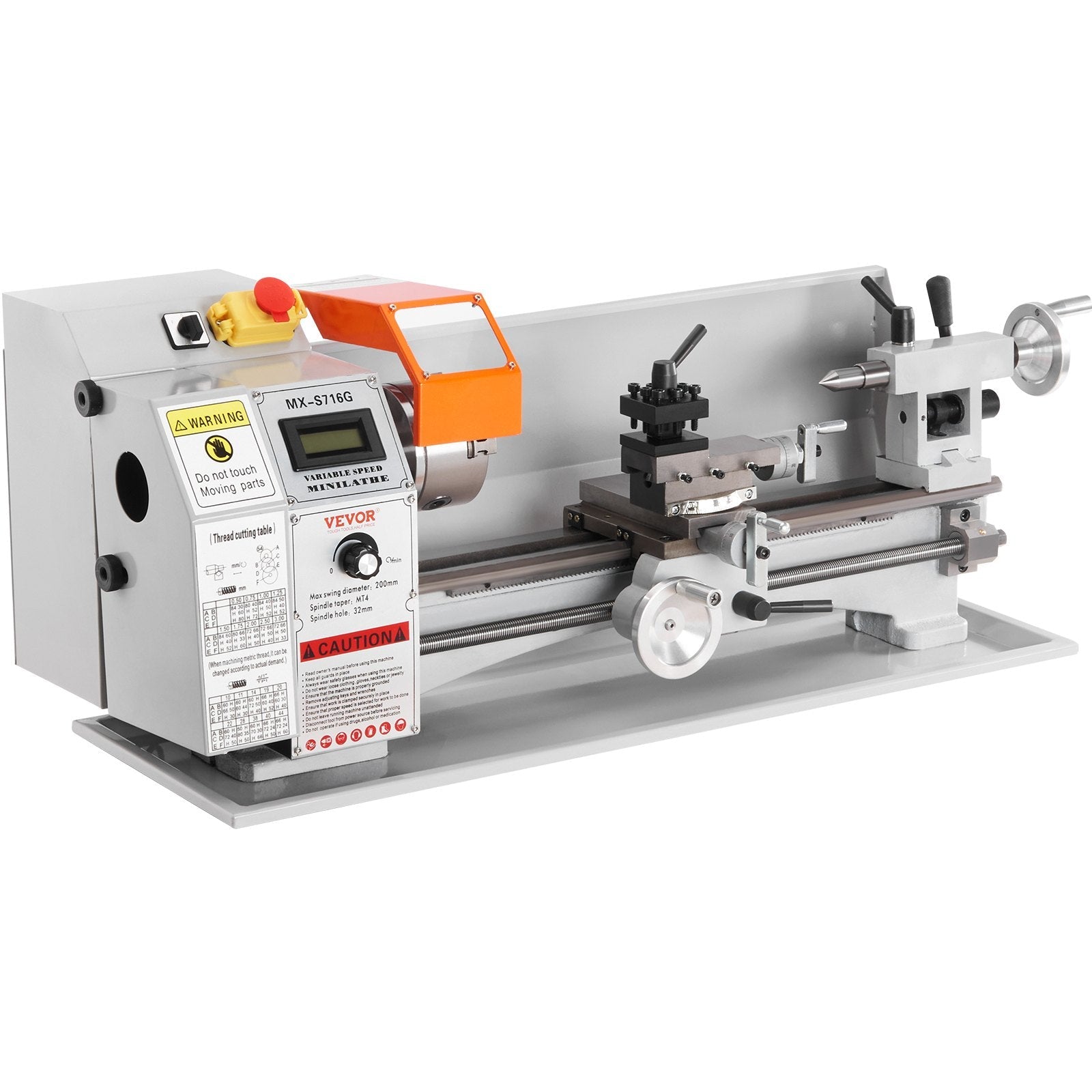 VEVOR Mini Metal Lathe Machine, 7'' x 16'', 800W Precision Benchtop Power Metal Lathe, 150-2500 RPM Continuously Variable Speed, with 3.9'' 3-jaw Metal Chuck Tool Box for Processing Precision Parts 