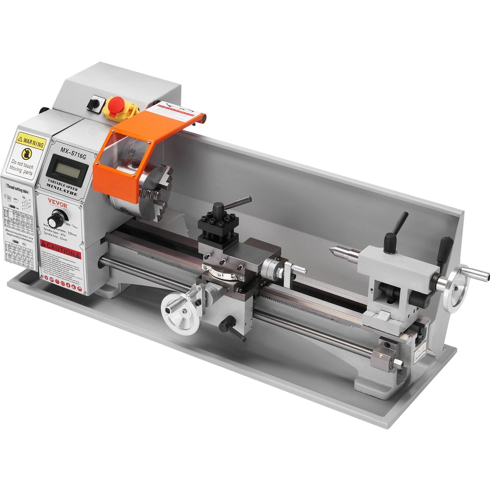VEVOR Mini Metal Lathe Machine, 7'' x 16'', 800W Precision Benchtop Power Metal Lathe, 150-2500 RPM Continuously Variable Speed, with 3.9'' 3-jaw Metal Chuck Tool Box for Processing Precision Parts 
