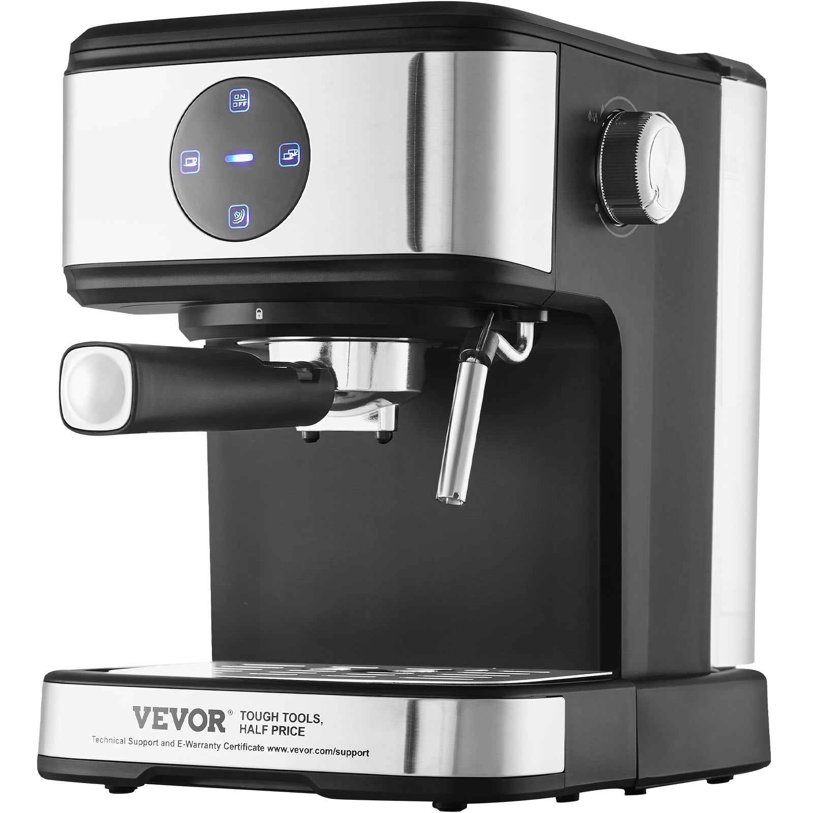 VEVOR Espresso Machine, 15 Bar Coffee and Espresso Maker with Milk Frother Steam Wand, Professional Semi-Automatic Cappuccino Latte Machine with Touch Screen & Removable Water Tank, NTC Control System 