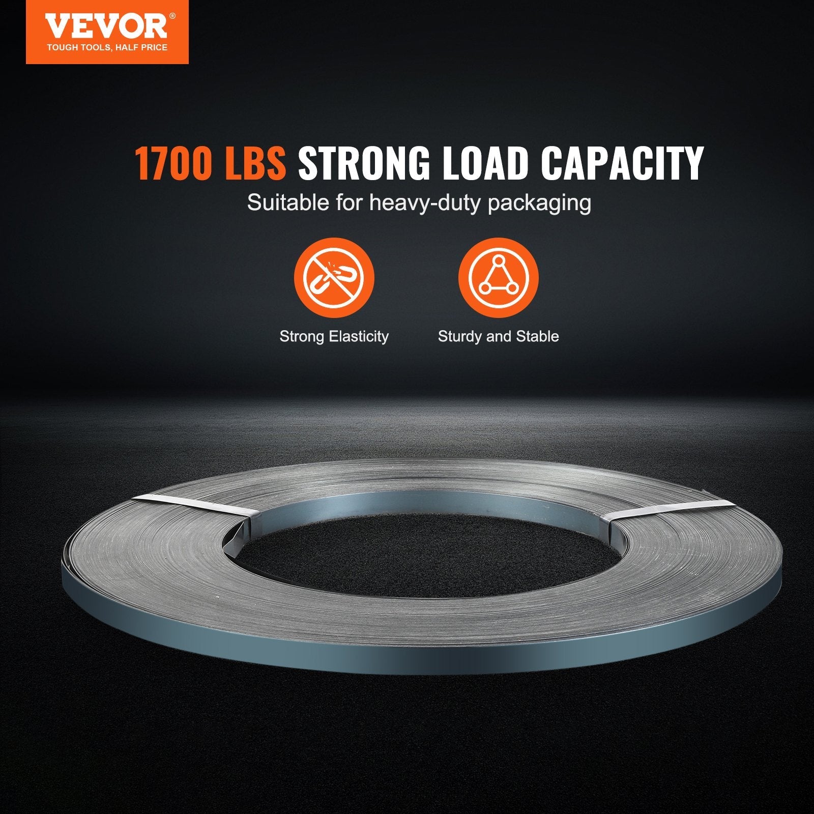 VEVOR Packaging Steel Strapping Roll 3/4" x 0.02" x 1640' Banding Strap 1700 lbs 