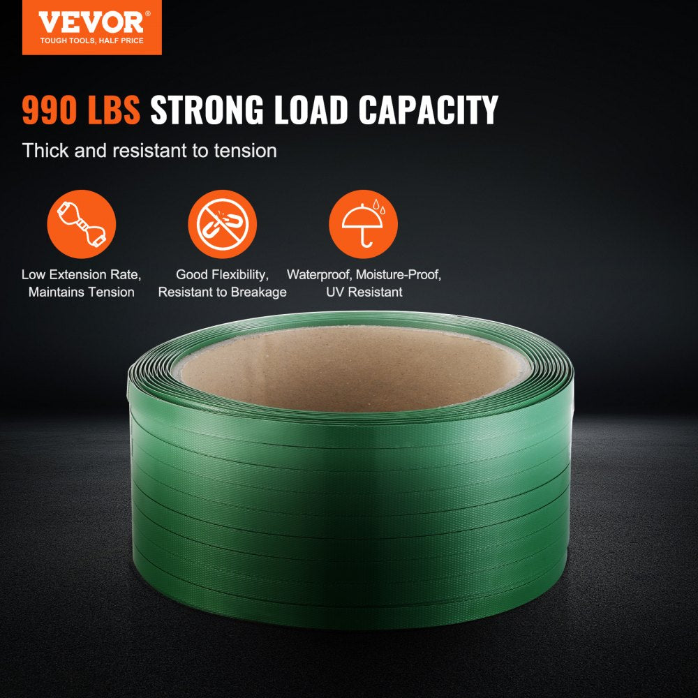 VEVOR Packaging Polyester PET Strapping Roll 0.63" x 0.03" x 1000' Banding Strap 