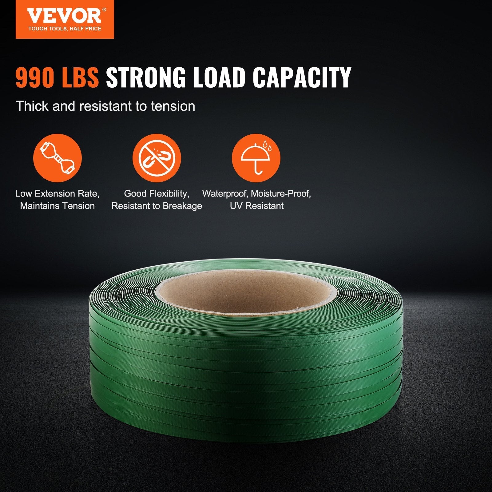 VEVOR Packaging Polyester PET Strapping Roll 0.63" x 0.03" x 4000' Banding Strap 
