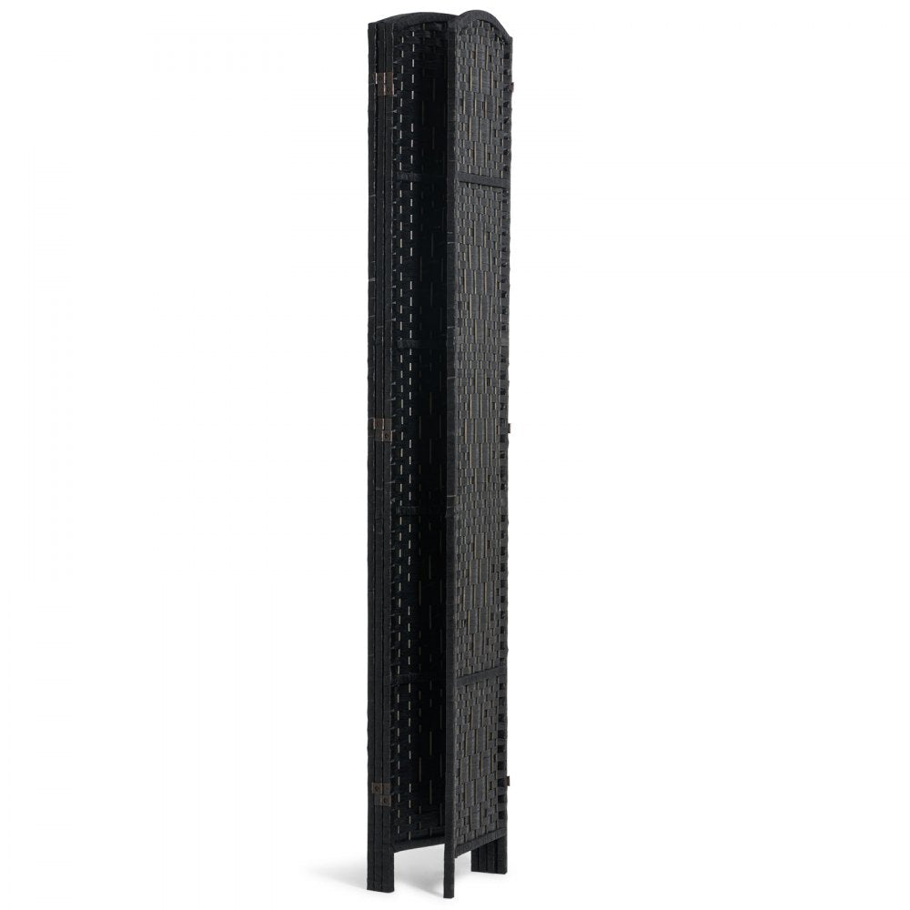 VEVOR 4 Panel Room Divider Hand-Woven Folding Privacy Screen with Hinges Black 