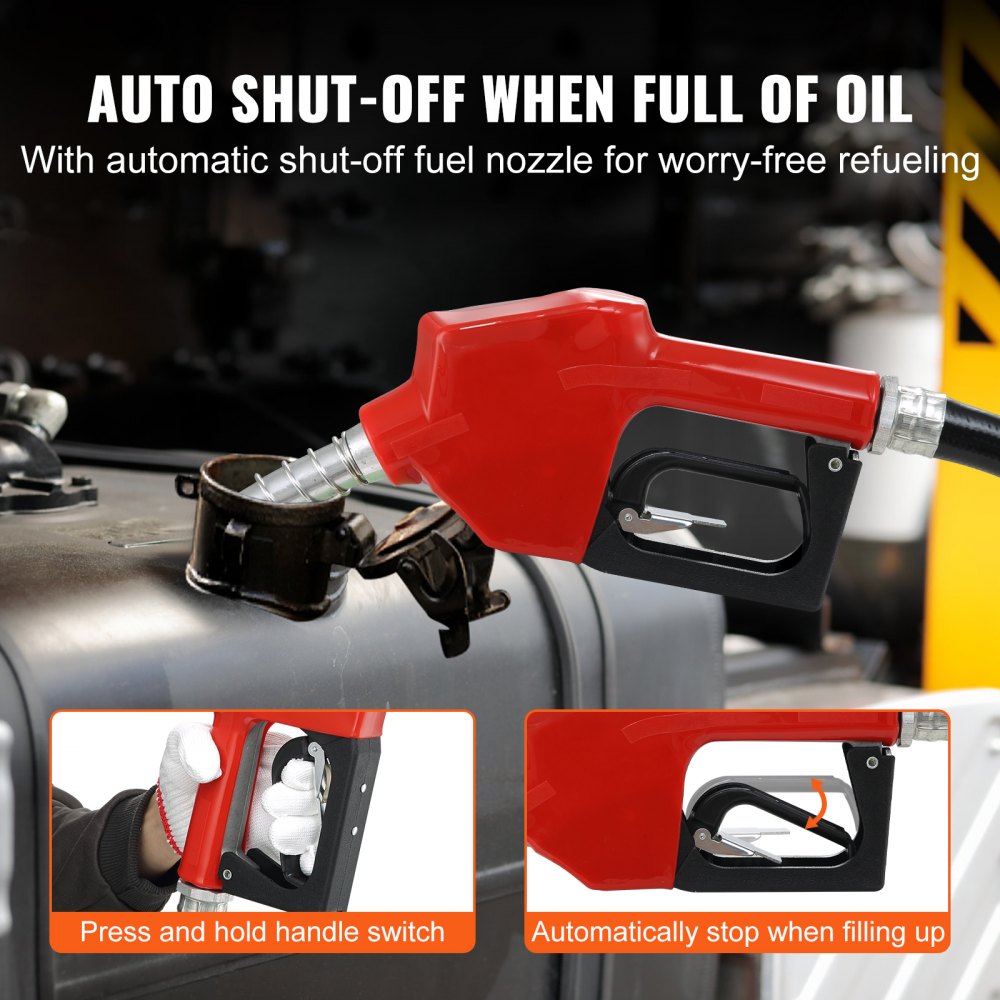 VEVOR Fuel Transfer Pump, 12V DC 10 GPM 26.2 ft Lift, Portable Electric Diesel Transfer Extractor Pump Kit with Automatic Shut-off Nozzle, Delivery & Suction Hose for Diesel, Kerosene, Transformer Oil 