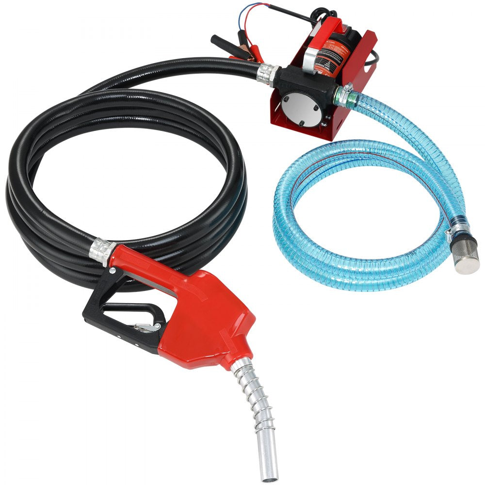 VEVOR Fuel Transfer Pump, 12V DC 10 GPM 26.2 ft Lift, Portable Electric Diesel Transfer Extractor Pump Kit with Automatic Shut-off Nozzle, Delivery & Suction Hose for Diesel, Kerosene, Transformer Oil 