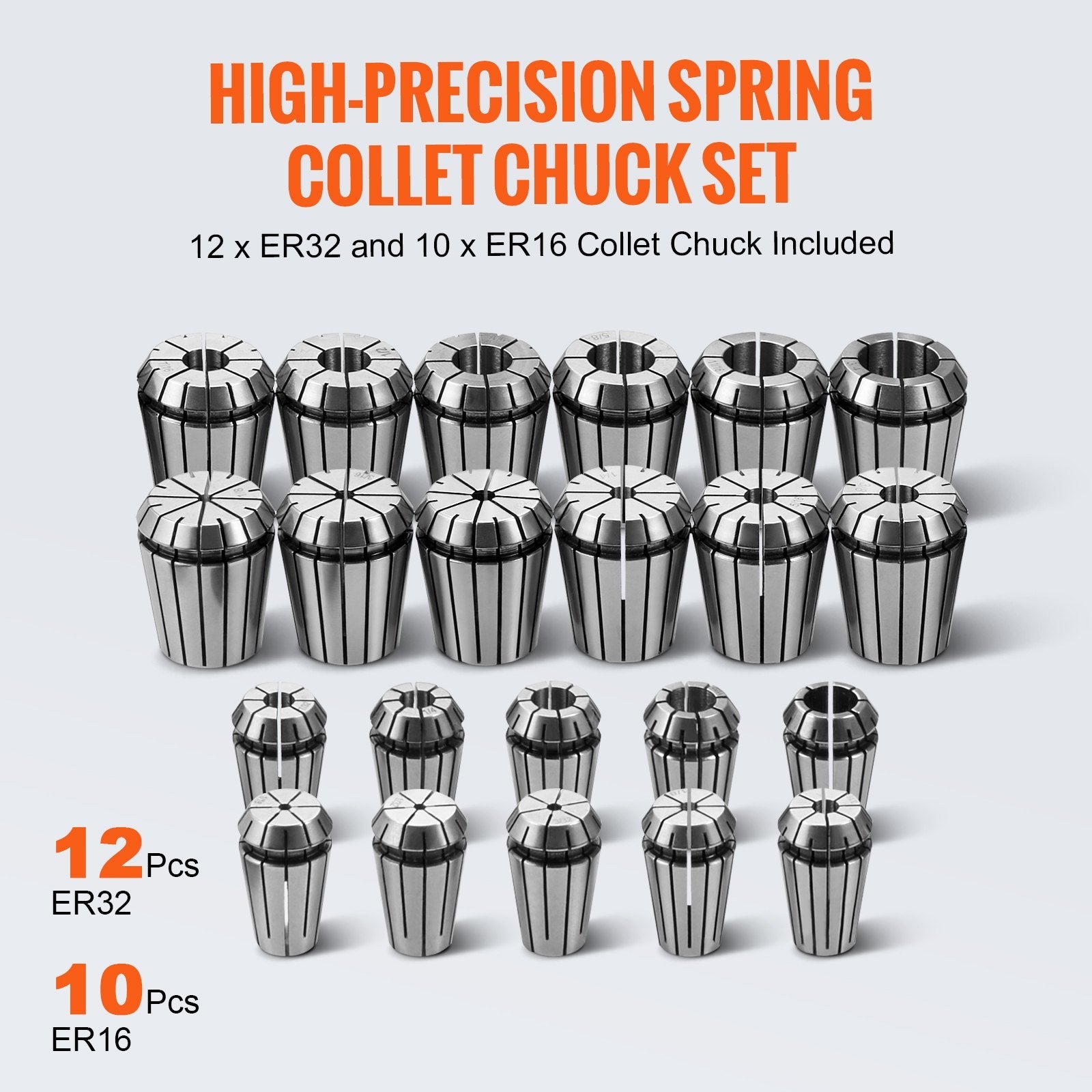 VEVOR CAT40 Collet Holder ER 16/32 Collet Set, 35 PCs, SLN FMB ER16/32 APU Tool Holders Spring Steel Collet Chucks with 10 Pull Studs and 3 Wrenches, for Milling Machine Drill Presses Boring Machine 