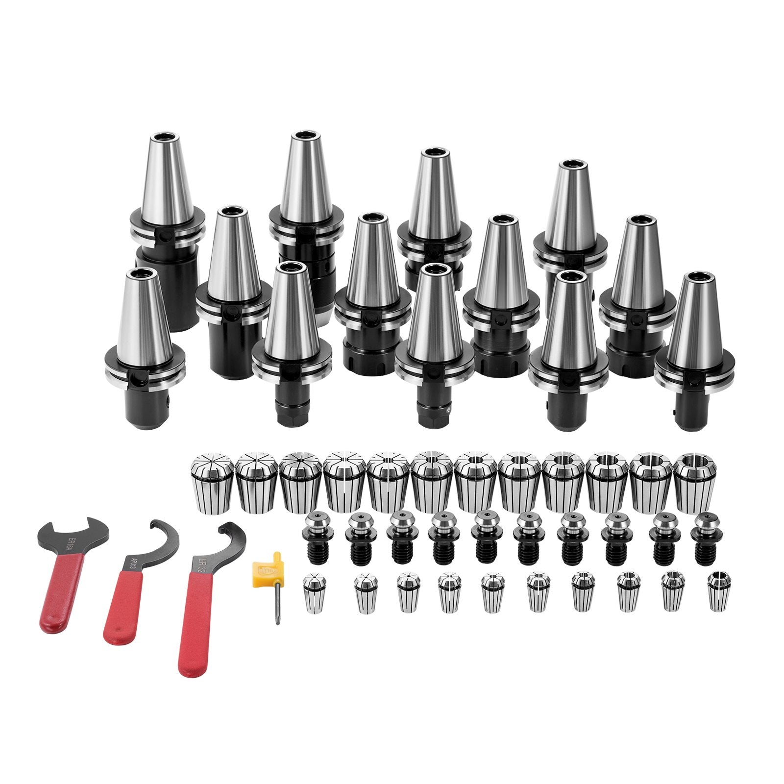 VEVOR CAT40 Collet Holder ER 16/32 Collet Set, 35 PCs, SLN FMB ER16/32 APU Tool Holders Spring Steel Collet Chucks with 10 Pull Studs and 3 Wrenches, for Milling Machine Drill Presses Boring Machine 