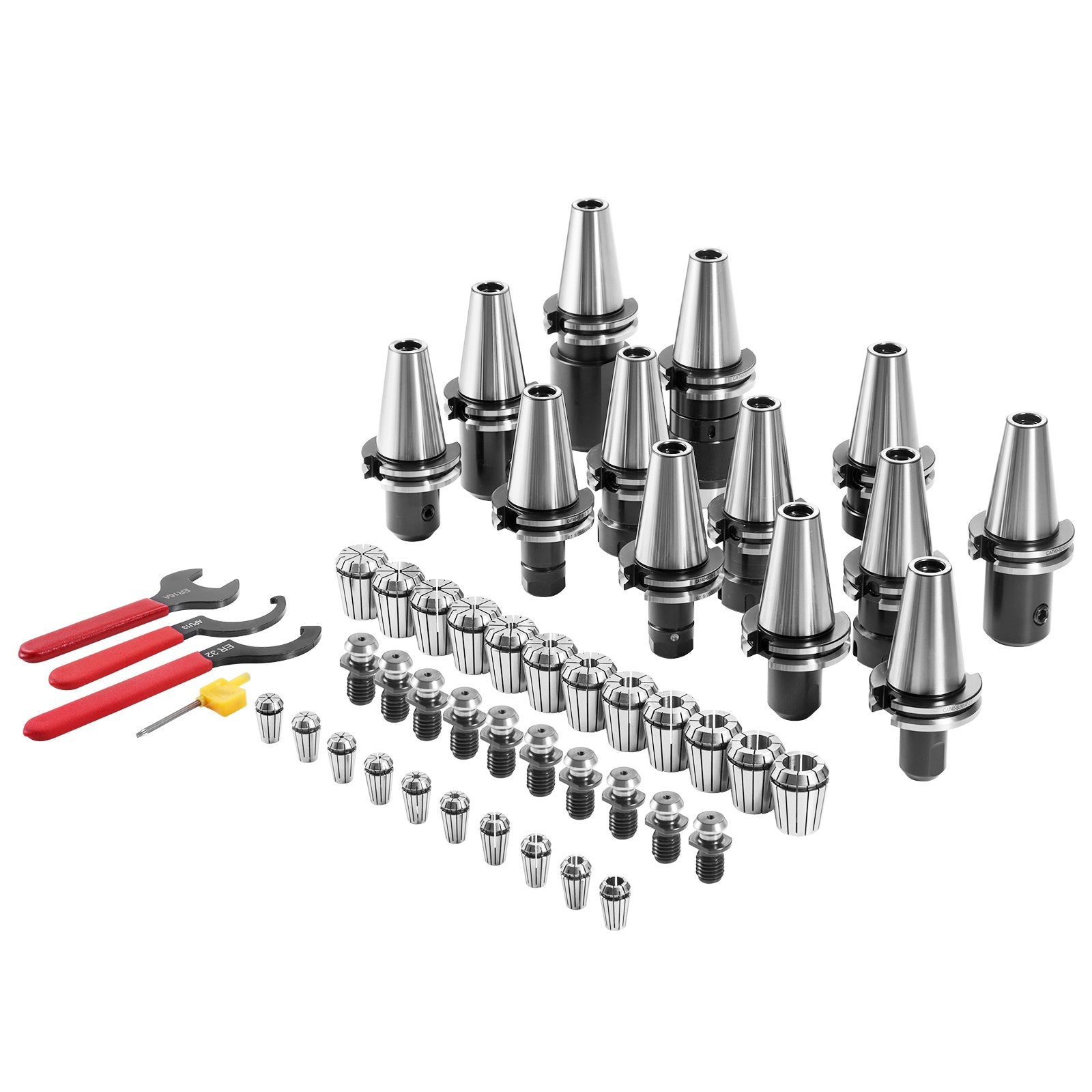 VEVOR CAT40 Collet Holder ER 16/32 Collet Set, 35 PCs, SLN FMB ER16/32 APU Tool Holders Spring Steel Collet Chucks with 10 Pull Studs and 3 Wrenches, for Milling Machine Drill Presses Boring Machine 