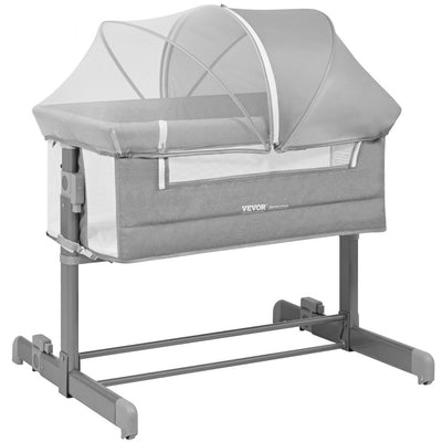 VEVOR Baby Bassinet, 5-Level Height Adjustable, Baby Bassinet Bedside Sleeper with Comfy Mattress and Wheels, Baby Cradle Bedside Crib with Mosquito Net and Side-Opening for Infant Newborn Girl Boy 