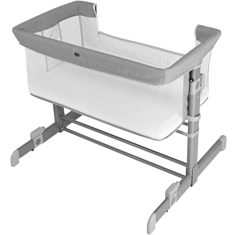 VEVOR Baby Bassinet, 5-Level Height Adjustable, Baby Bassinet Bedside Sleeper with Comfy Mattress and Wheels, Baby Cradle Bedside Crib with Mosquito Net and Side-Opening for Infant Newborn Girl Boy 