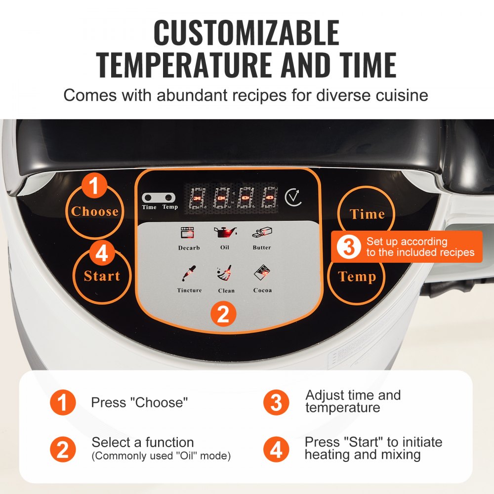 VEVOR Butter Infuser Machine, 6 Functions Herbal Infuser, Magic Butter Machine & Oil Infusion Machine with Customizable Temperature And Time, Herbal Recipe Book & All Accessories Included 