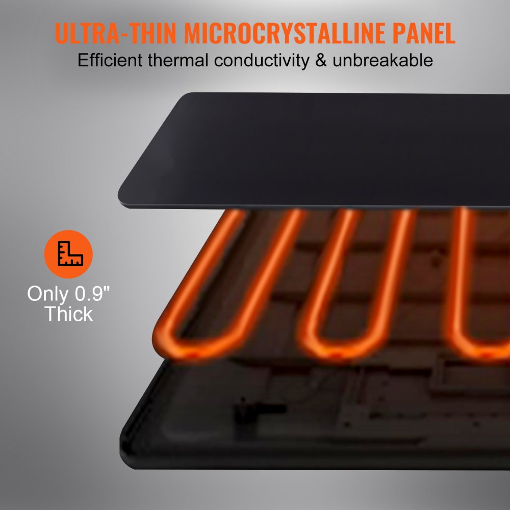 VEVOR Electric Warming Tray, 16.5" x 11" Portable Tempered Glass Heating Tray with Temperature Control (65-90?), Perfect for Dinner, Catering, House, Parties, Events, Entertaining and Holiday, Black 