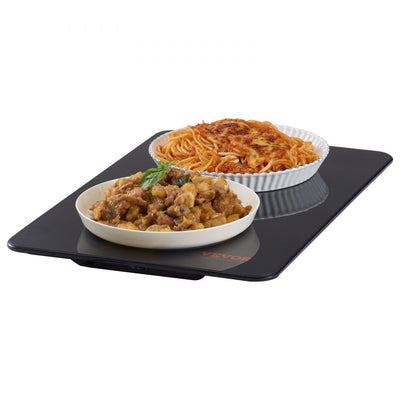 VEVOR Electric Warming Tray, 16.5" x 11" Portable Tempered Glass Heating Tray with Temperature Control (65-90?), Perfect for Dinner, Catering, House, Parties, Events, Entertaining and Holiday, Black 