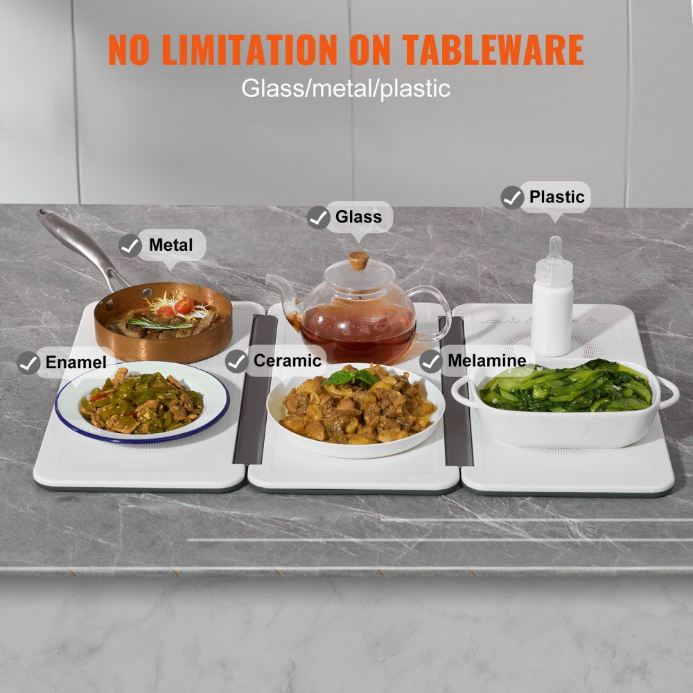 VEVOR Electric Warming Tray, 18.9" x 10.2" Portable Cold Rolled Sheet Heating Tray with Temperature Control (35-100?), Perfect for Catering, House, Parties, Events, Entertaining and Holiday, White 