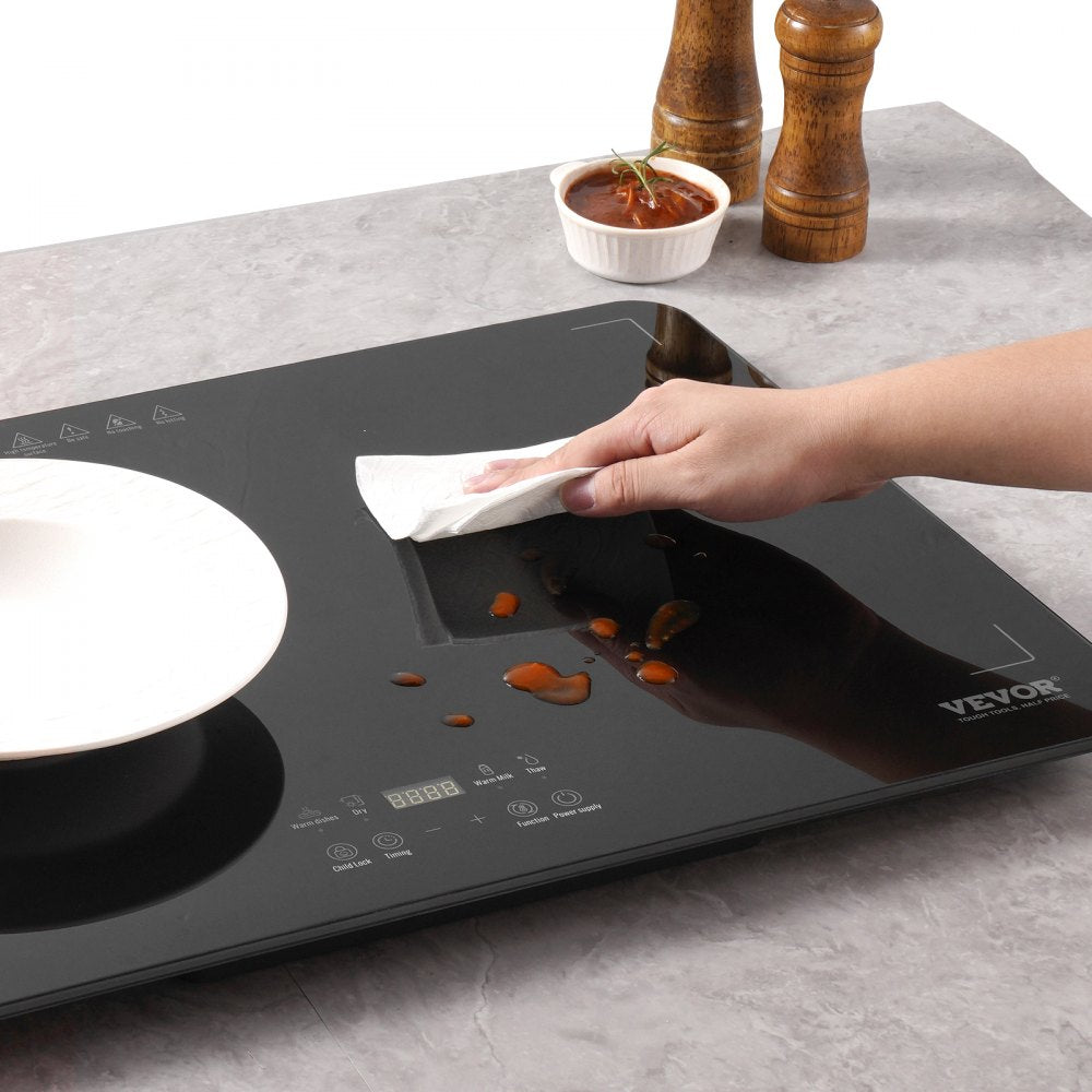 VEVOR Electric Warming Tray Buffet Food Warming w/ Temp Control Tempered Glass 