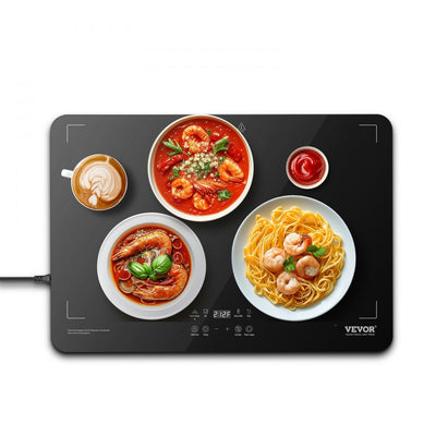 VEVOR Electric Warming Tray Buffet Food Warming w/ Temp Control Tempered Glass 