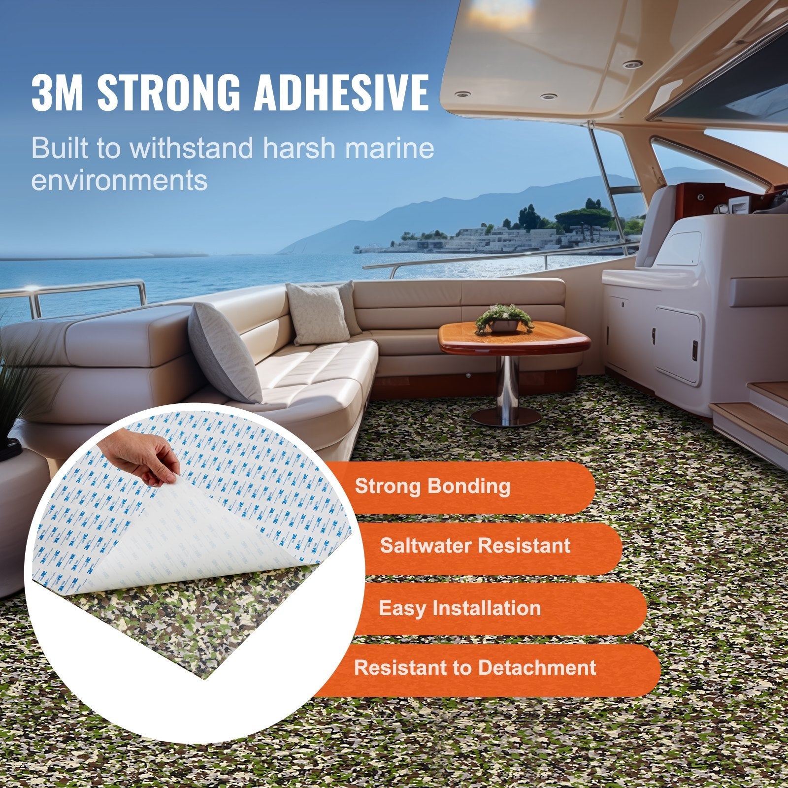 VEVOR Boat Flooring, EVA Foam Boat Decking 94.5" x 35.4", Non-Slip Self-Adhesive Flooring, 23.2 sq.ft Marine Carpet for Boats, Yacht, Pontoon, Kayak Decking 