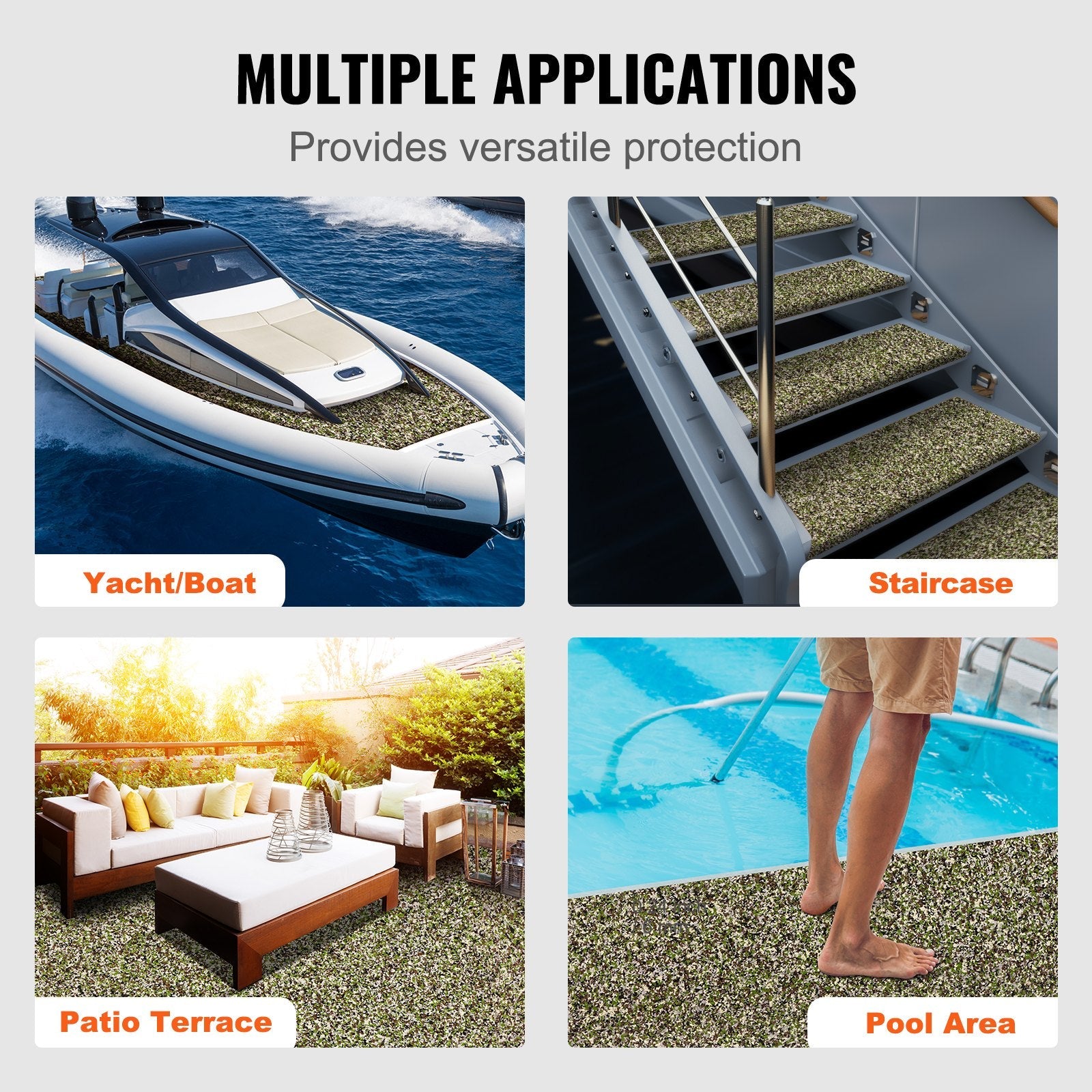 VEVOR Boat Flooring, EVA Foam Boat Decking 94.5" x 35.4", Non-Slip Self-Adhesive Flooring, 23.2 sq.ft Marine Carpet for Boats, Yacht, Pontoon, Kayak Decking 