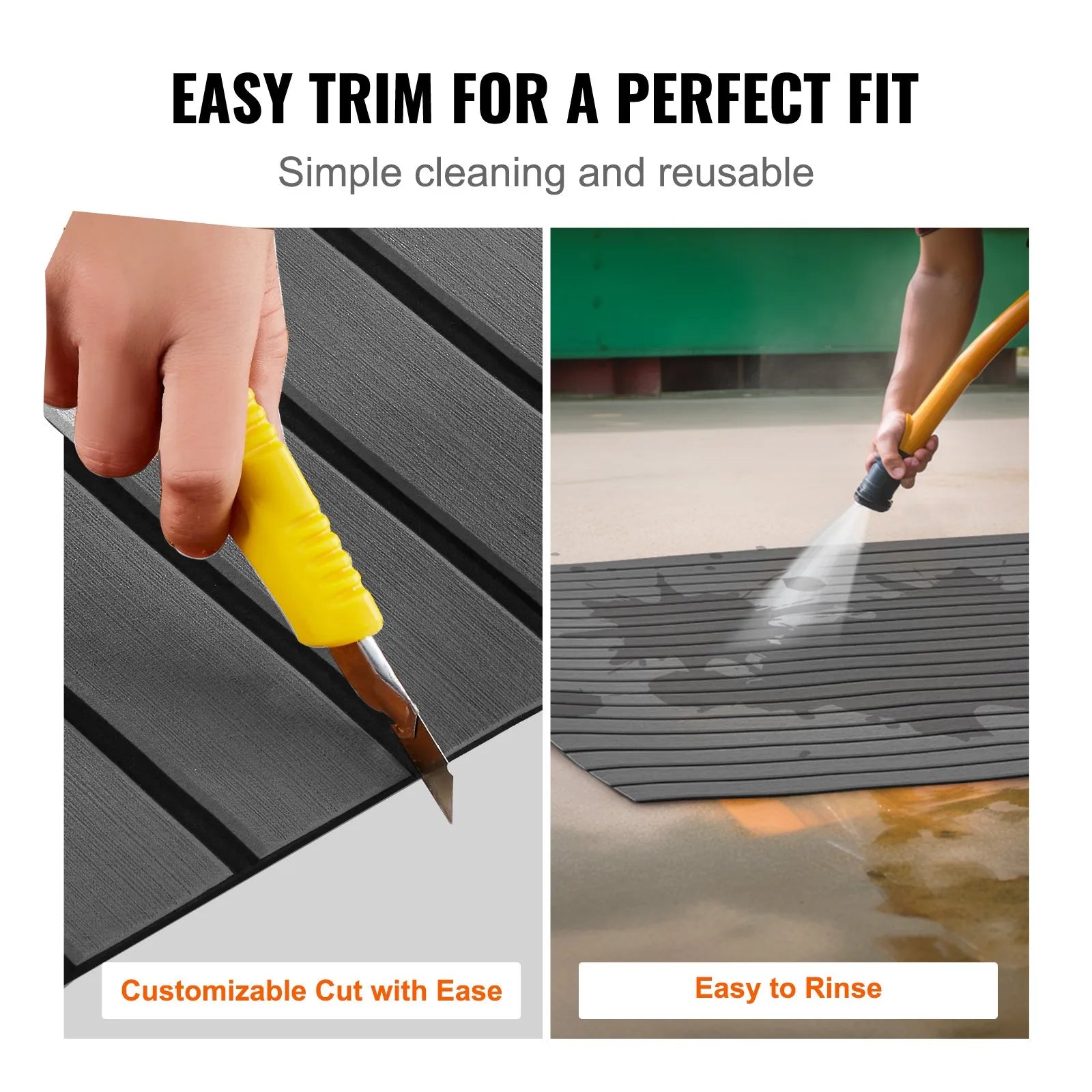 VEVOR Boat Flooring, EVA Foam Boat Decking 94.5" x 23.6", Non-Slip Self-Adhesive Flooring, 15.5 sq.ft Marine Carpet for Boats, Yacht, Pontoon, Kayak Decking