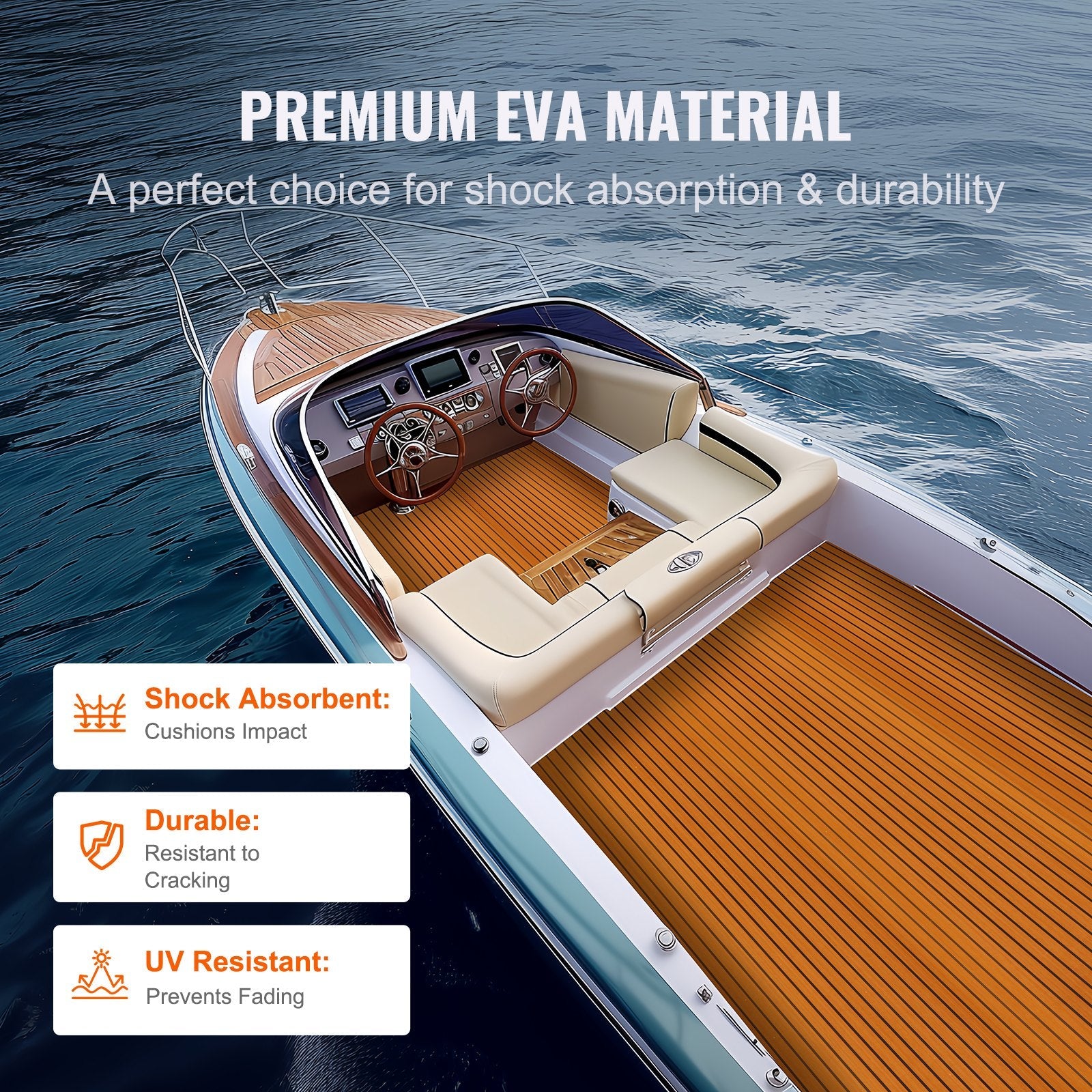 VEVOR Boat Flooring, EVA Foam Boat Decking 94.5" x 46", Non-Slip Self-Adhesive Flooring, 29.9 sq.ft Marine Carpet for Boats, Yacht, Pontoon, Kayak Decking 