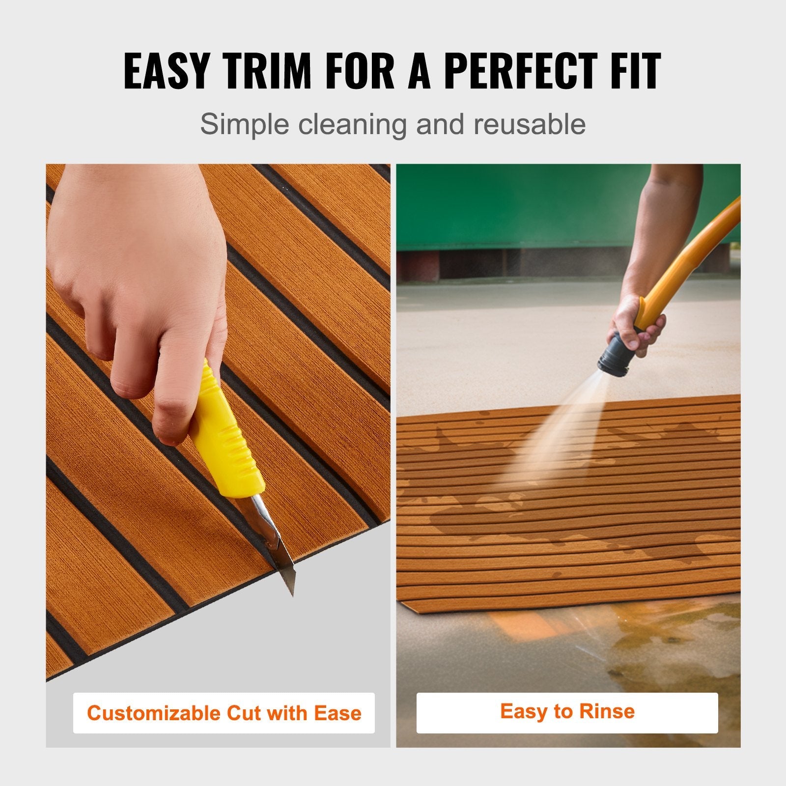 VEVOR Boat Flooring, EVA Foam Boat Decking 94.5" x 46", Non-Slip Self-Adhesive Flooring, 29.9 sq.ft Marine Carpet for Boats, Yacht, Pontoon, Kayak Decking 