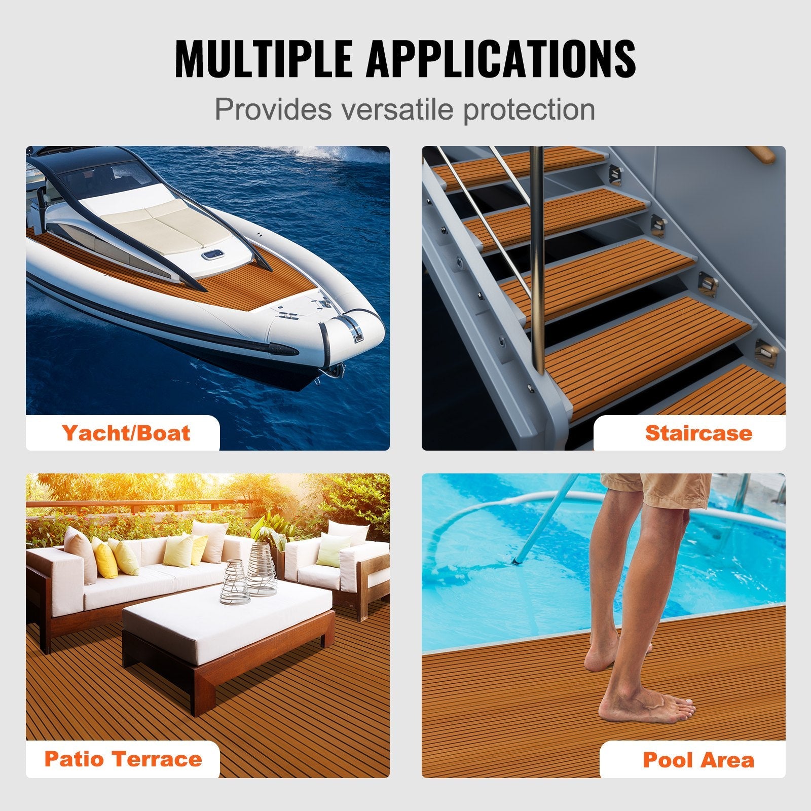 VEVOR Boat Flooring, EVA Foam Boat Decking 94.5" x 46", Non-Slip Self-Adhesive Flooring, 29.9 sq.ft Marine Carpet for Boats, Yacht, Pontoon, Kayak Decking 