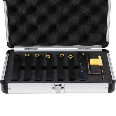 VEVOR Indexable Carbide Lathe Tools 1/2" Metal Lathe Cutting Tools 7 Pcs/Set Indexable lathe tools Super-Hard 40CR Lathe Bits Carbide Lathe Tool for Lathe Black Compact and Portable 