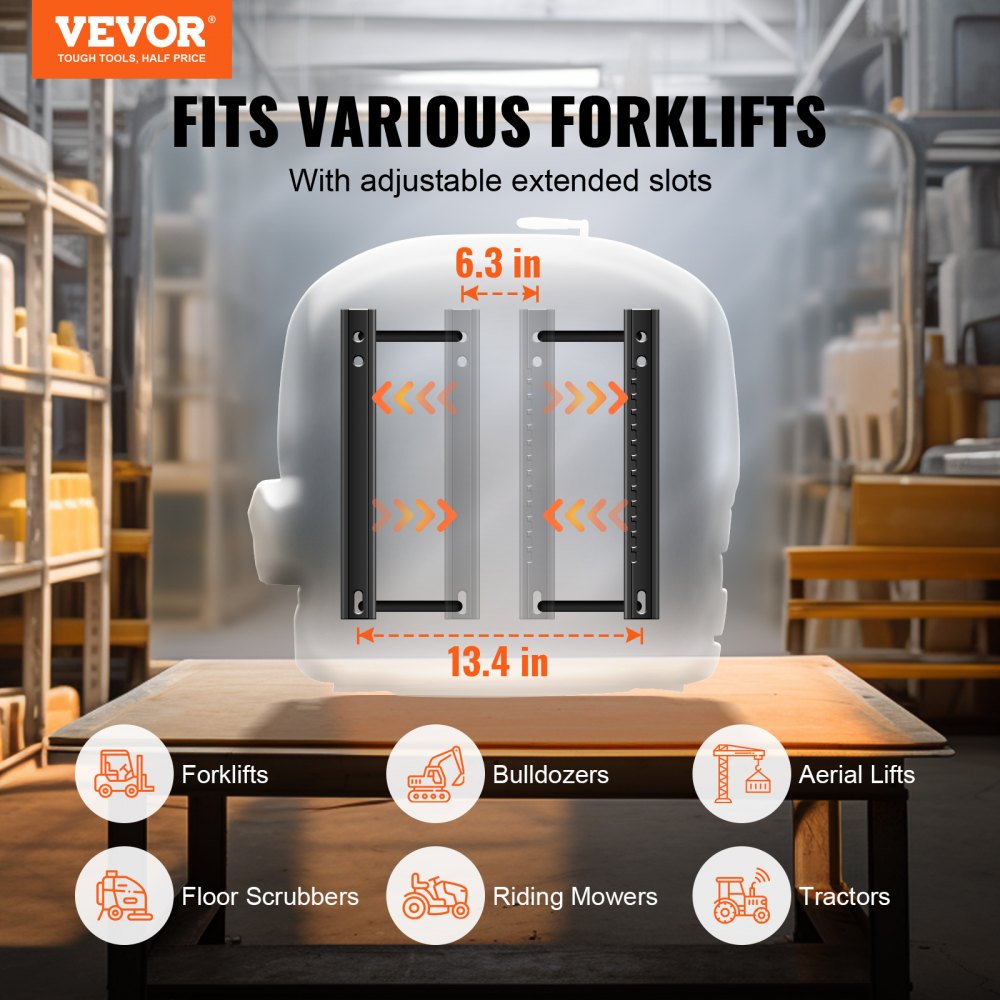 VEVOR Universal Forklift Seat,Tractor Seat with Adjustable Angle Back, Micro Switch and Seatbelt,Wrap-around Forklift Seat for Tractor Loader Excavator 