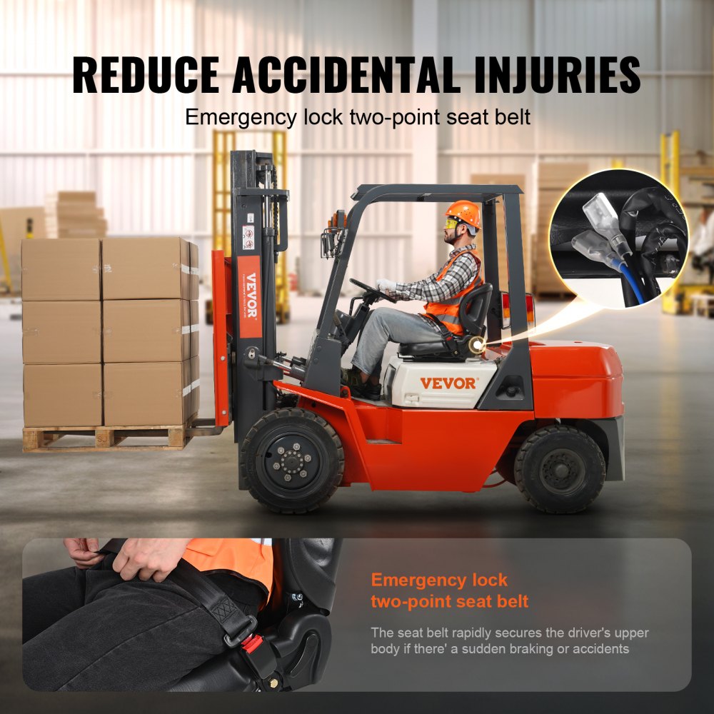 VEVOR Universal Forklift Seat,Tractor Seat with Adjustable Angle Back, Micro Switch and Seatbelt,Wrap-around Forklift Seat for Tractor Loader Excavator 