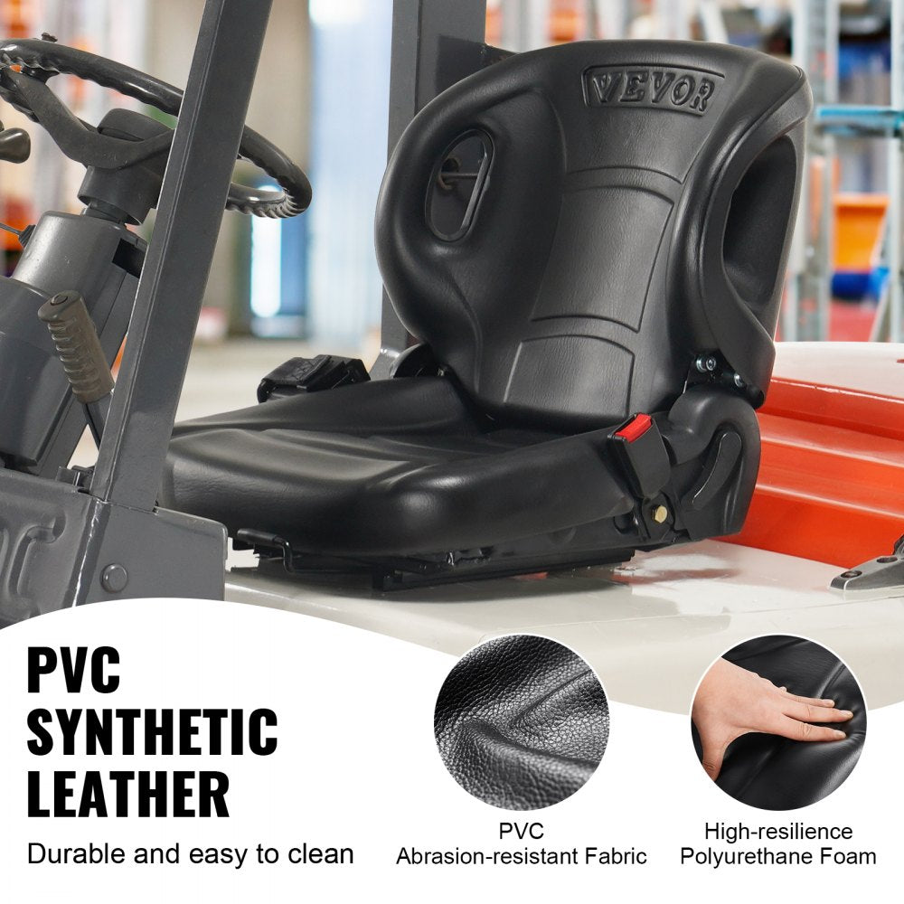 VEVOR Universal Forklift Seat,Tractor Seat with Adjustable Angle Back, Micro Switch and Seatbelt,Wrap-around Forklift Seat for Tractor Loader Excavator 