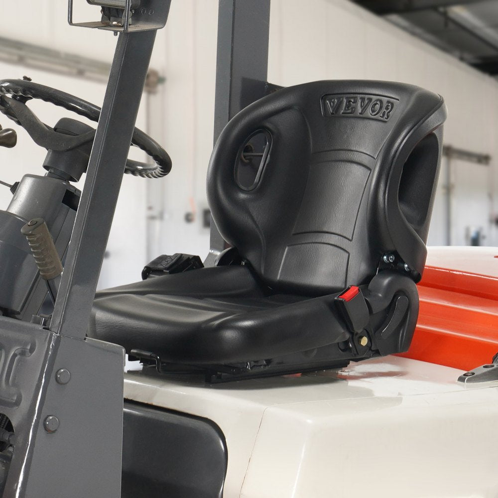 VEVOR Universal Forklift Seat,Tractor Seat with Adjustable Angle Back, Micro Switch and Seatbelt,Wrap-around Forklift Seat for Tractor Loader Excavator 