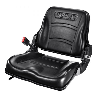 VEVOR Universal Forklift Seat, Fold Down Tractor Seat with Adjustable Angle Back, Micro Switch and Retractable Seatbelt, 6.3-13.4 inch Slot Forklift Seat for Tractor Loader Excavator 