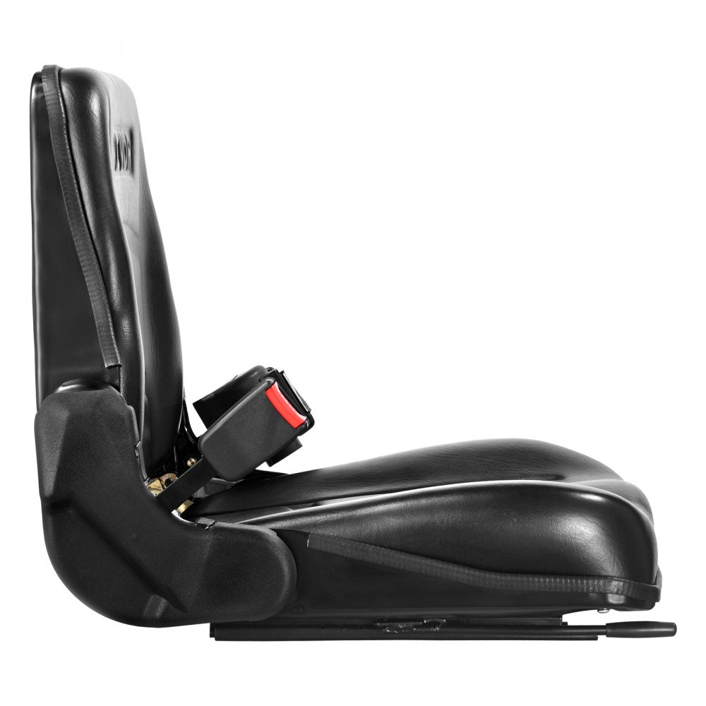 VEVOR Universal Forklift Seat, Fold Down Tractor Seat with Adjustable Angle Back, Micro Switch and Retractable Seatbelt, 6.3-13.4 inch Slot Forklift Seat for Tractor Loader Excavator 