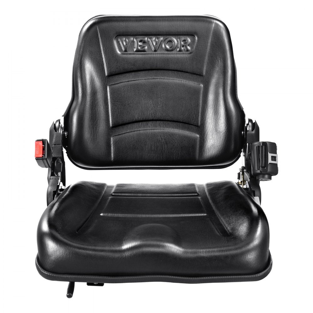 VEVOR Universal Forklift Seat, Fold Down Tractor Seat with Adjustable Angle Back, Micro Switch and Retractable Seatbelt, 6.3-13.4 inch Slot Forklift Seat for Tractor Loader Excavator 