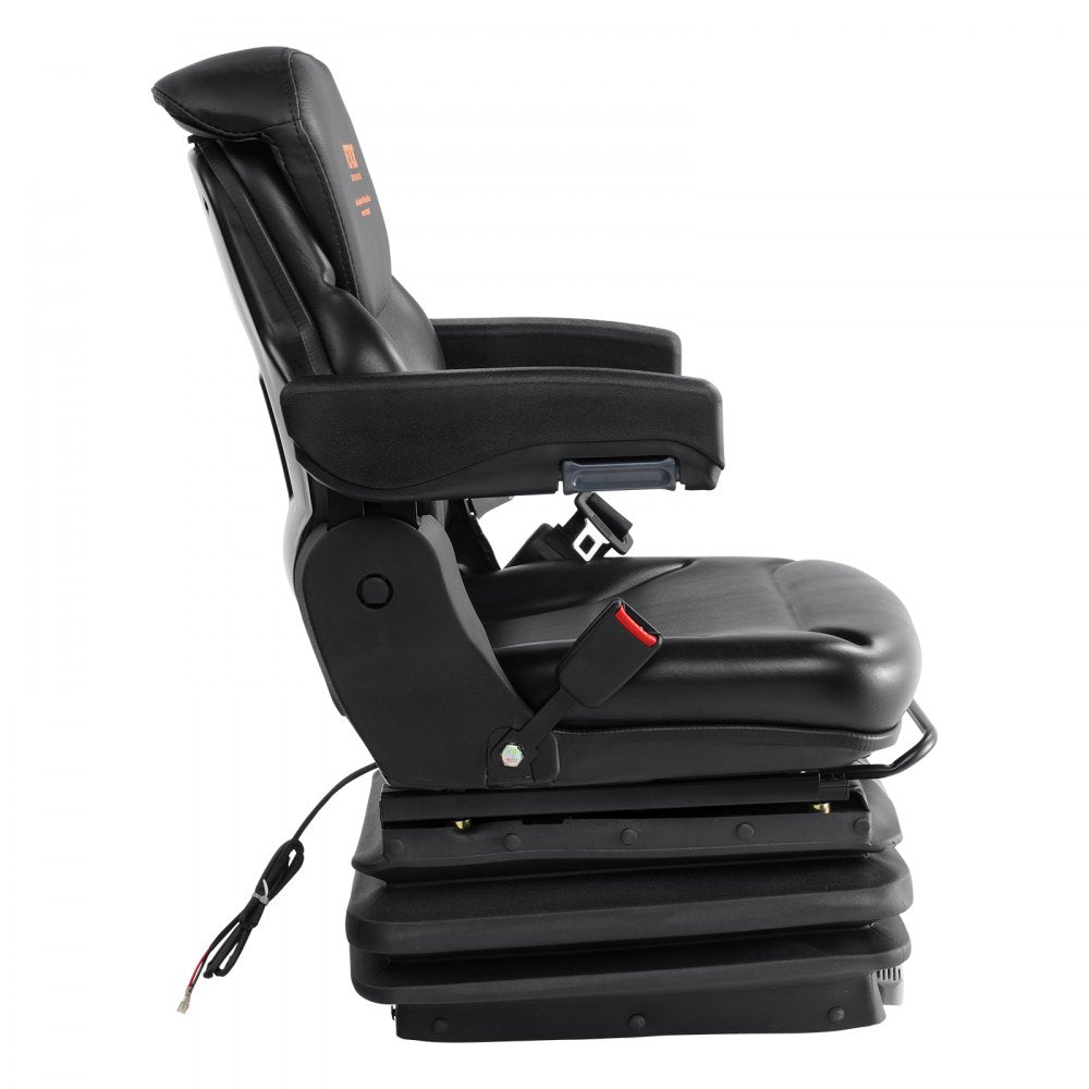 VEVOR Universal Tractor seat Suspension, Fold Down Forklift Seat with Adjustable Angle Back, Micro Switch, Seatbelt and Armrests, 3-level Shock Absorption Tractor Seat for Tractor Loader Excavator 